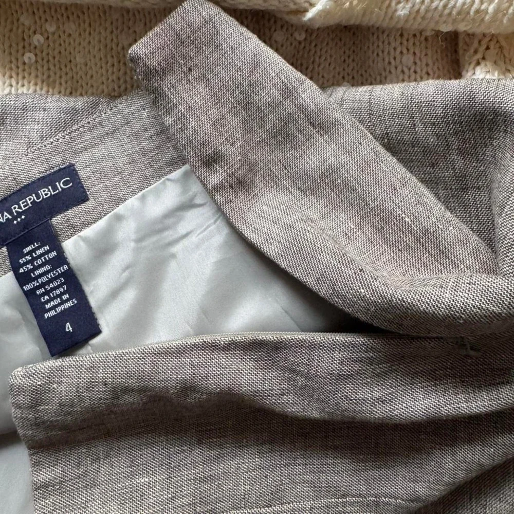 Banana Republic Long Pencil‎ Skirt Linen Blend Size 4 Gray